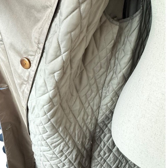 Vtg British Mist Long Trench Coat Women's size 14 Champagne Shimmer academia - Picture 10 of 16